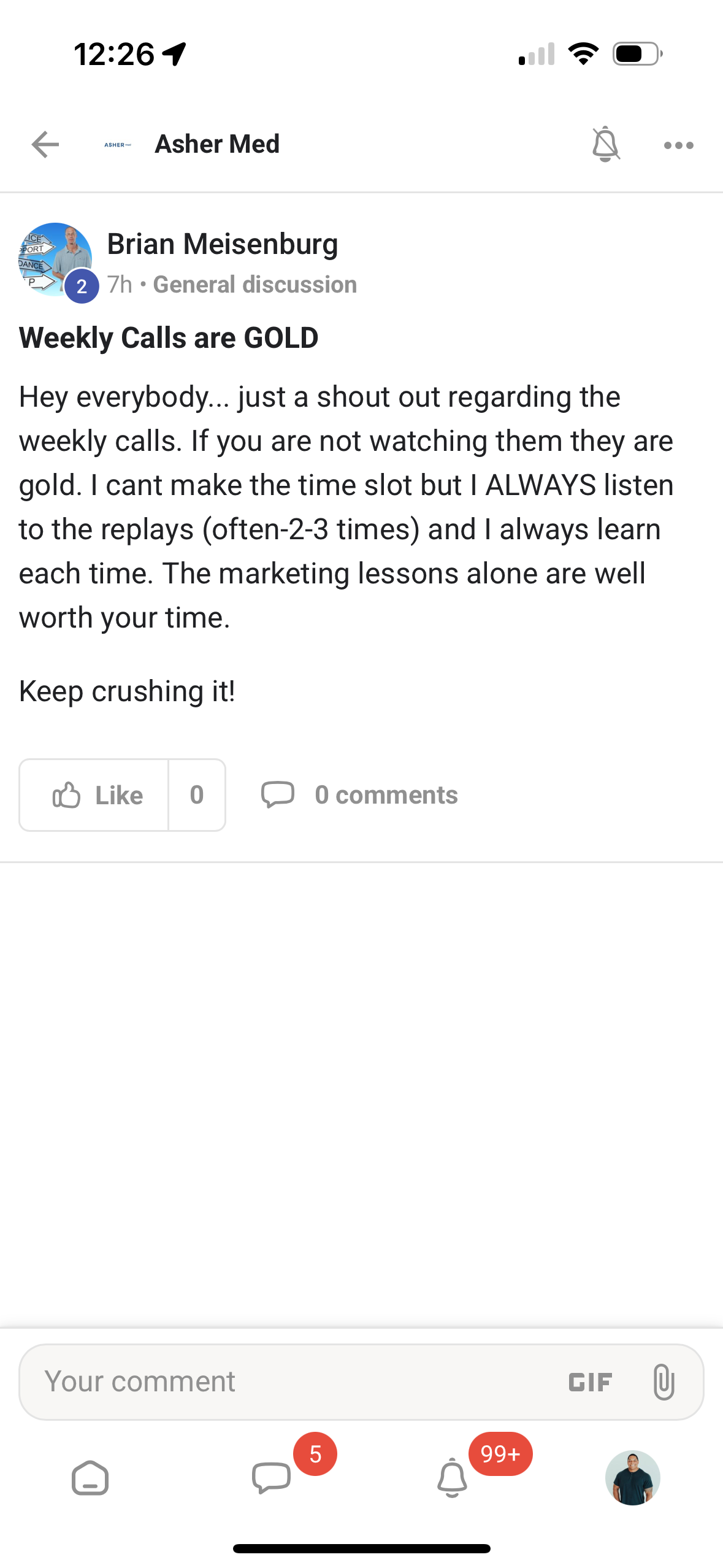 Brian Meisenburg: Weekly Calls are GOLD — the marketing lessons alone are well worth your time.